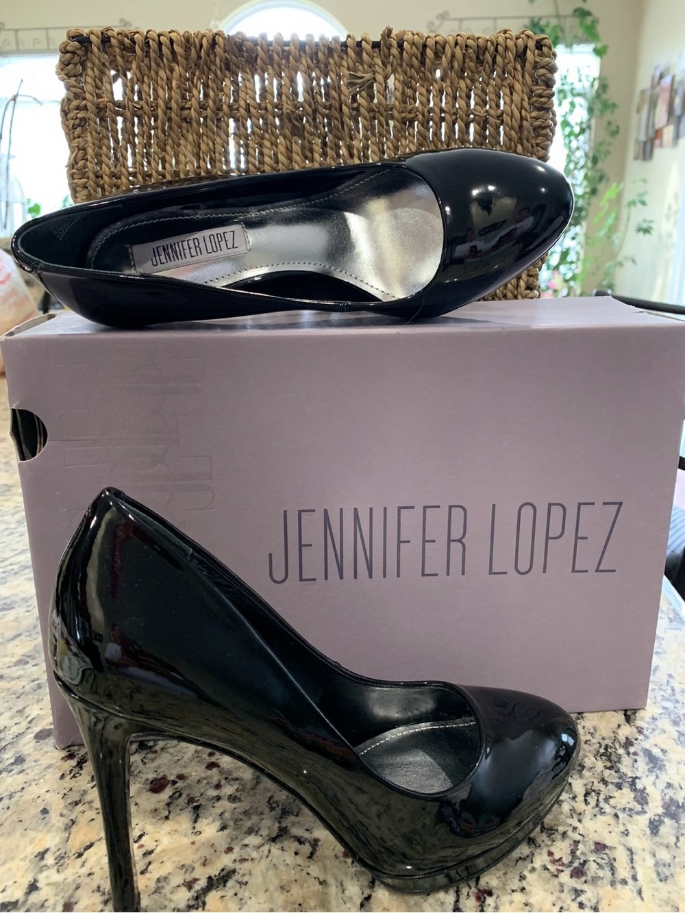 Jennifer Lopez Black Patent Platform Pumps